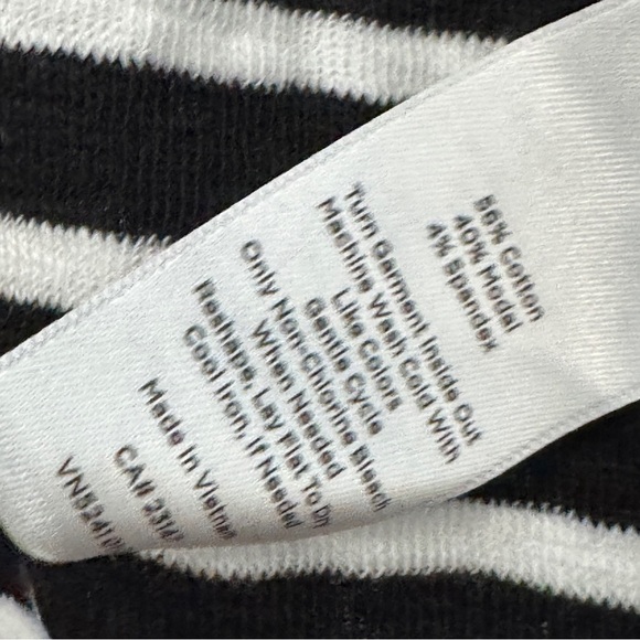 T by Talbots Striped Cardigan Women’s MP Black White Open Front Pockets - Picture 4 of 5